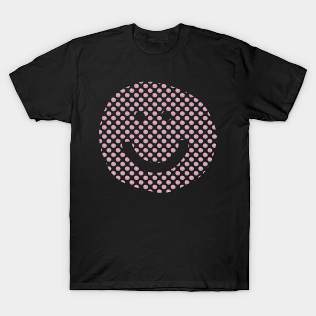 Smiley Face Pattern Prism Pink T-Shirt by ellenhenryart